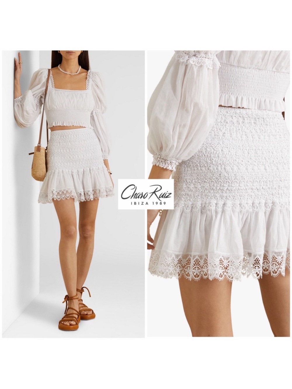 NWT - Coord Charo Ruiz Ibiza Daphne Top + Fleur Mini Skirt (XL)